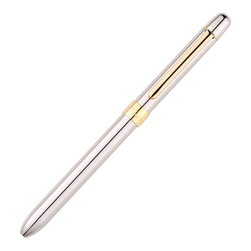 Japanese tanosee student office multifunctional business composite 2 + 1 pen two-color (black + Red) ball point pen 0.7mm + automatic pencil 0.5mm silver plated ts-3fsm-sg