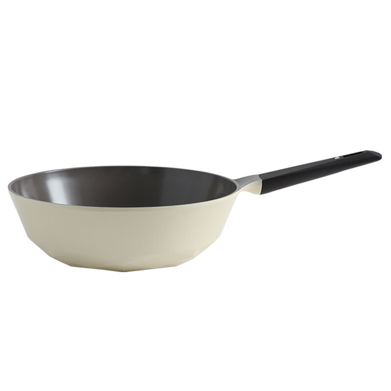 Netease strictly selects carat diamond wok fashion multi-purpose diamond cut ceramic coating low oil smoke non stick Wok Aluminum Wok Wok ivory white / direct fire 30cm