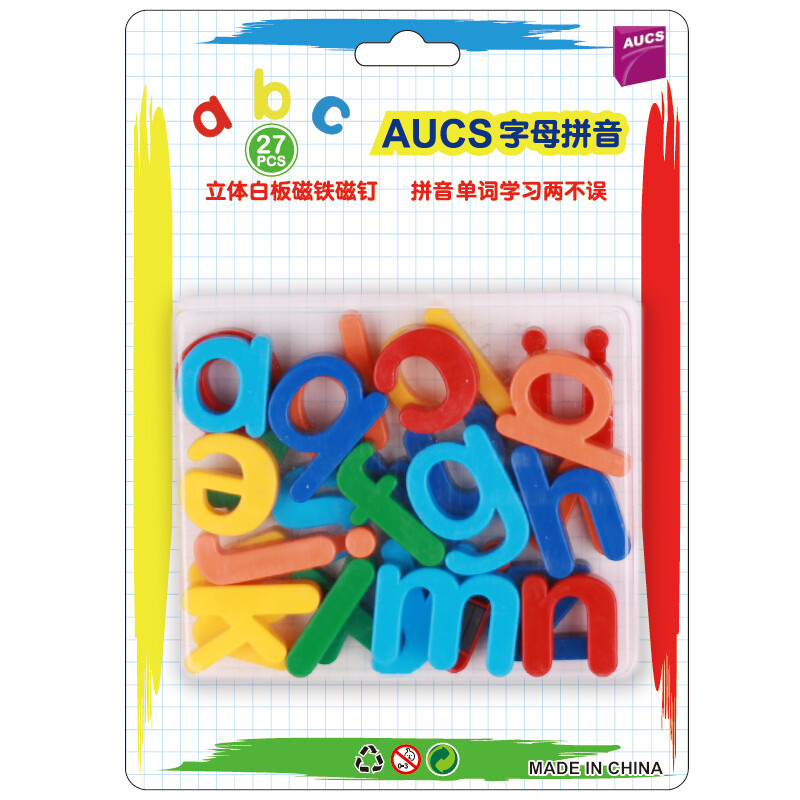 AUCs alphabet Pinyin whiteboard magnet teaching household magnetic nail magnetic buckle magnet (A-Z 26, ü 1)