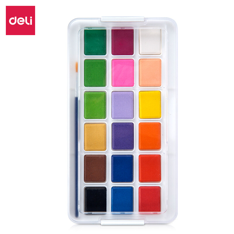 Deli 18 color solid watercolor pigment set beginners hand painted watercolor pigment 73869