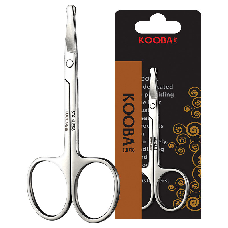 Guba kooba round nose hair scissors beauty eyebrow trimming scissors stainless steel men's nose hair trimming