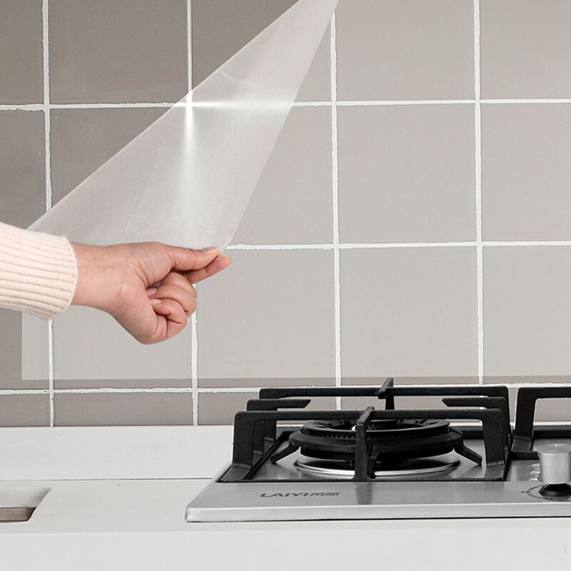 Foojo transparent kitchen paste oil proof sticker wall paste high temperature resistant ceramic tile film range hood stove sticker 60 * 90cm 6-Piece package
