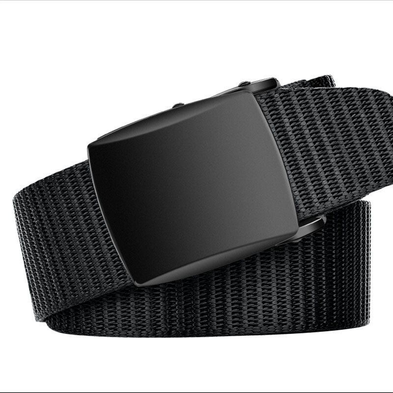 Half cigarette canvas belt men's belt smooth buckle youth Korean trouser belt automatic buckle leisure outdoor student b-170538 black 115cm