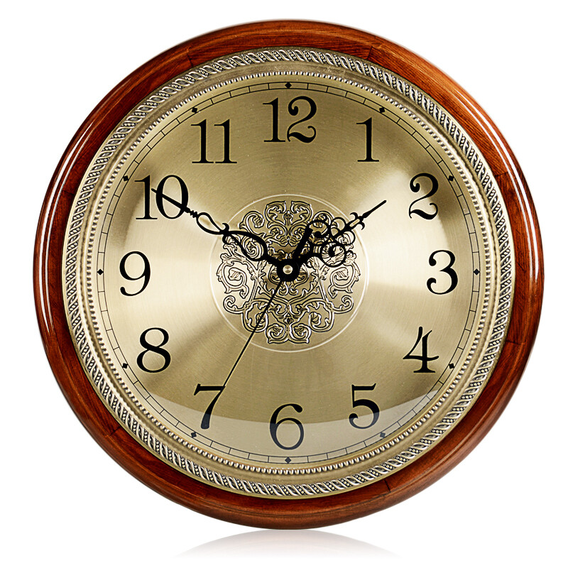 Hanse creative solid wood wall clock living room classic clock fashion modern wall watch metal decorative lace silent quartz clock hw38b