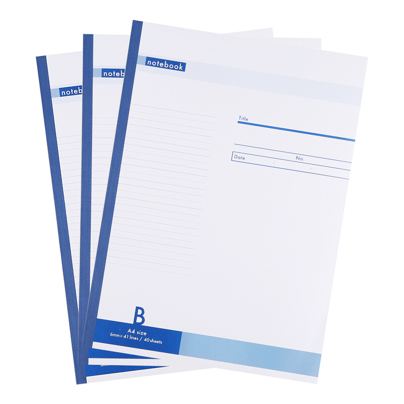 Japanese tanosee office student adhesive bound book / notebook / Notepad 6mm line spacing A4 / 40 page blue 3 book osf-204b