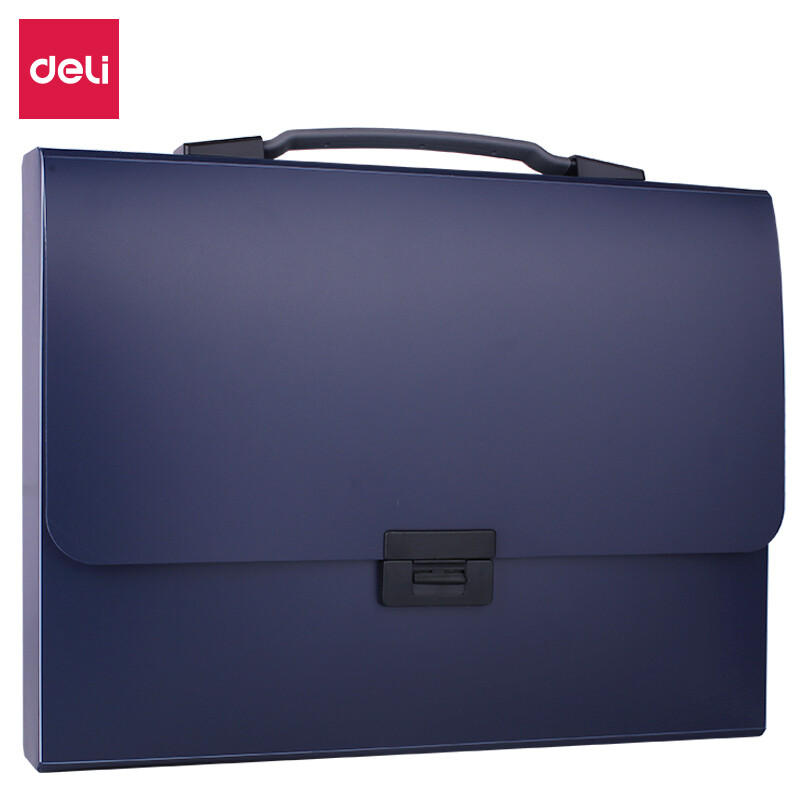 Deli A4 large capacity conference package data package soft rubber two-color handle business package file package blue 5246