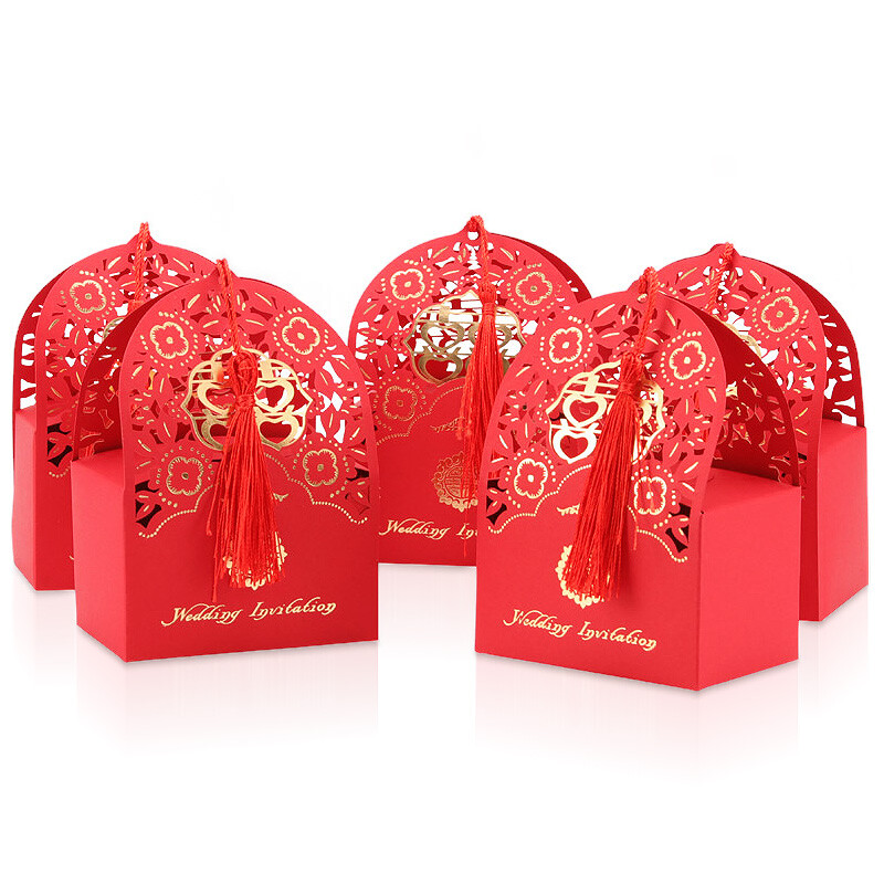 Extreme space (jdkj) wedding candy box carton candy box wedding supplies Wedding Candy Bag hollowed out tassel style 30 pack
