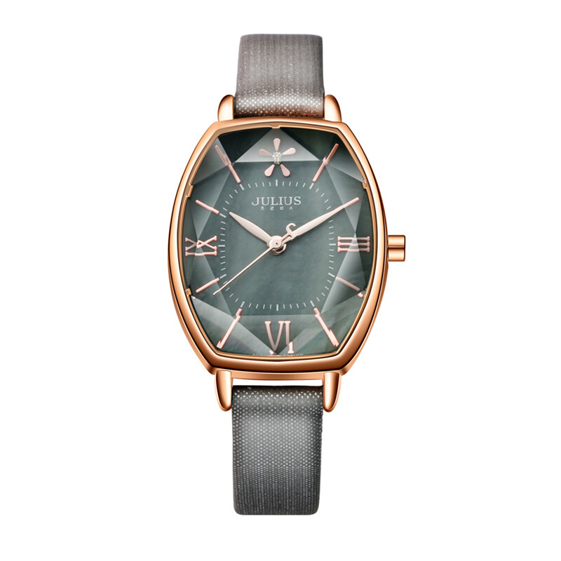 Julius watch popular series scratch proof glass single-sided cowhide quartz waterproof watch gray belt gray disc ja-920d