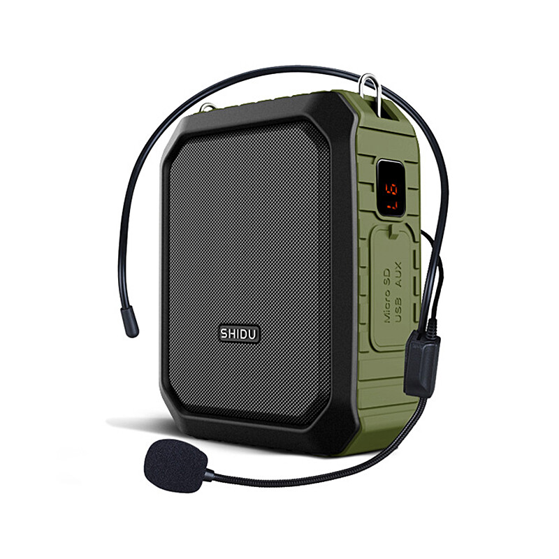 Shidu sd-s618 small bee teacher's teaching loudspeaker 18W high power portable waist hanging horn Bluetooth speaker outdoor waterproof sound classic black