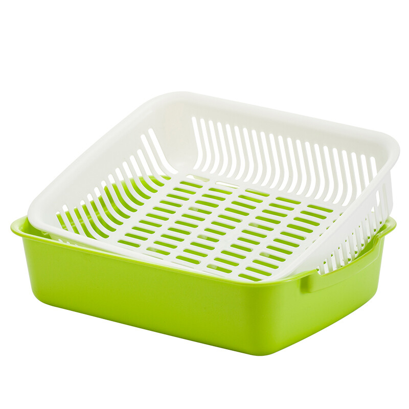 Jeko & jeko double-layer vegetable washing basket plastic drain basket square creative fruit basket kitchen rice washing basin swb-6088 random color