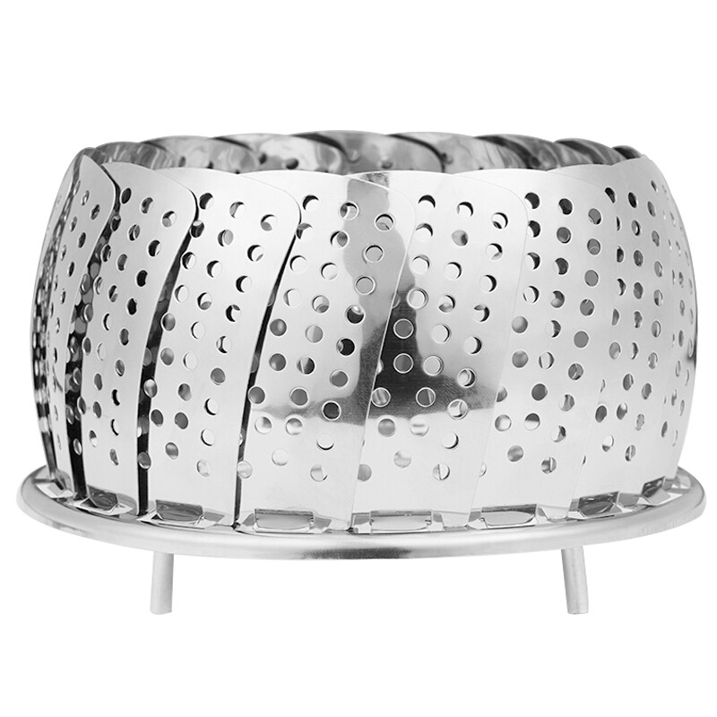Tang Zong chopsticks stainless steel steamer household steaming grid steamed bread steaming frame water separated steaming tray multifunctional folding steamer drawer round fruit tray small c6569