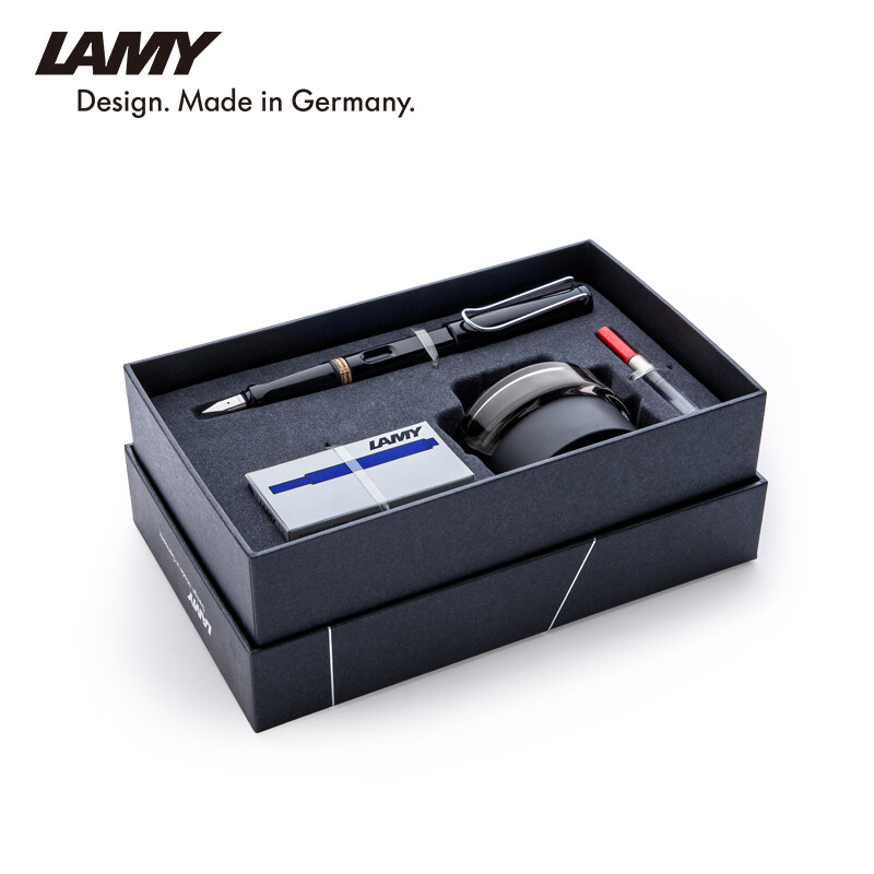 Lamy Lingmei business gift box set black ink blue water core hunting bright black EF nib pen