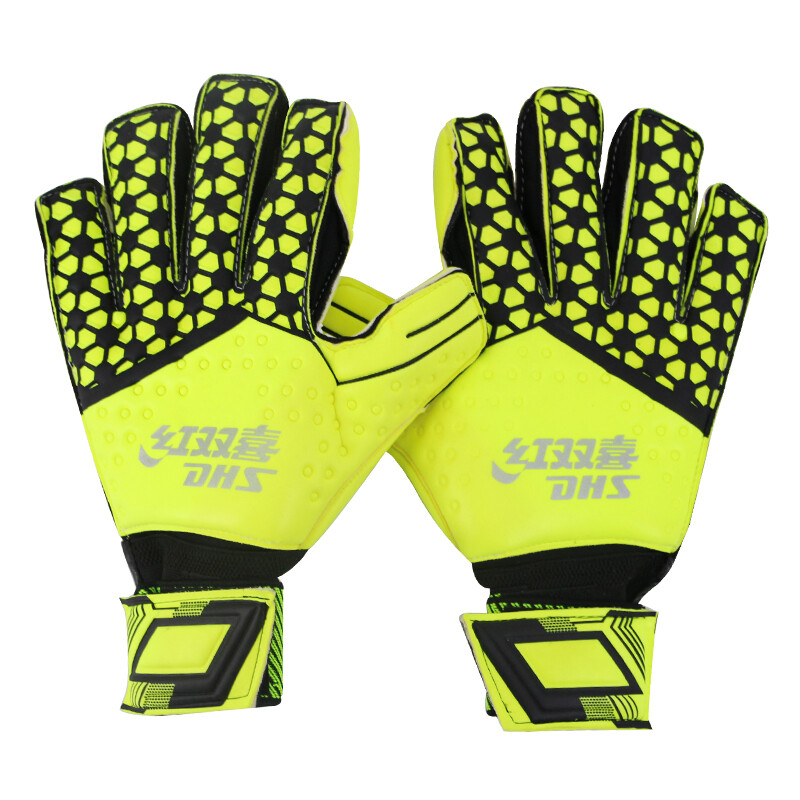 Red double happiness (DHS) goalkeeper gloves match training football goalkeeper comfortable, breathable, non slip and wear-resistant 309
