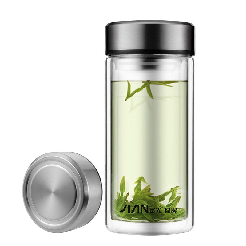 Fuguang men's and women's tea separator cup large capacity portable Creative Cup double layer tea making glass 730ml natural color (x1804-sp-730)