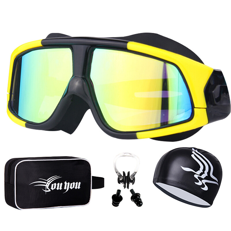 You swimming goggles large frame men's and women's high-definition diving goggles high-definition fog proof waterproof swimming glasses dazzling red and black 6621
