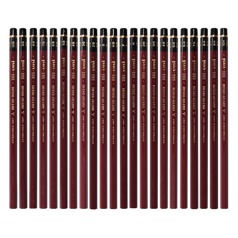 Japan Mitsubishi (UNI) sketch drawing pencil hardness test pencil hi uni wooden pencil 10h-10b 22 pieces