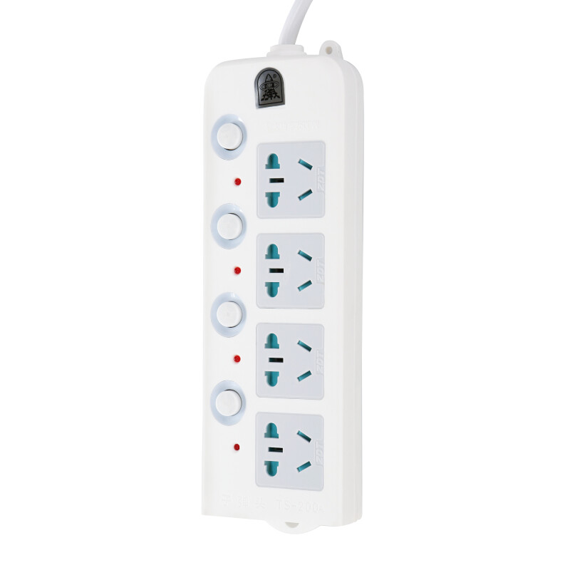 Bullet head TS-200 4-position 1.8m separate control independent switch child safety door power socket / plug row / plug board / drag board / plug board