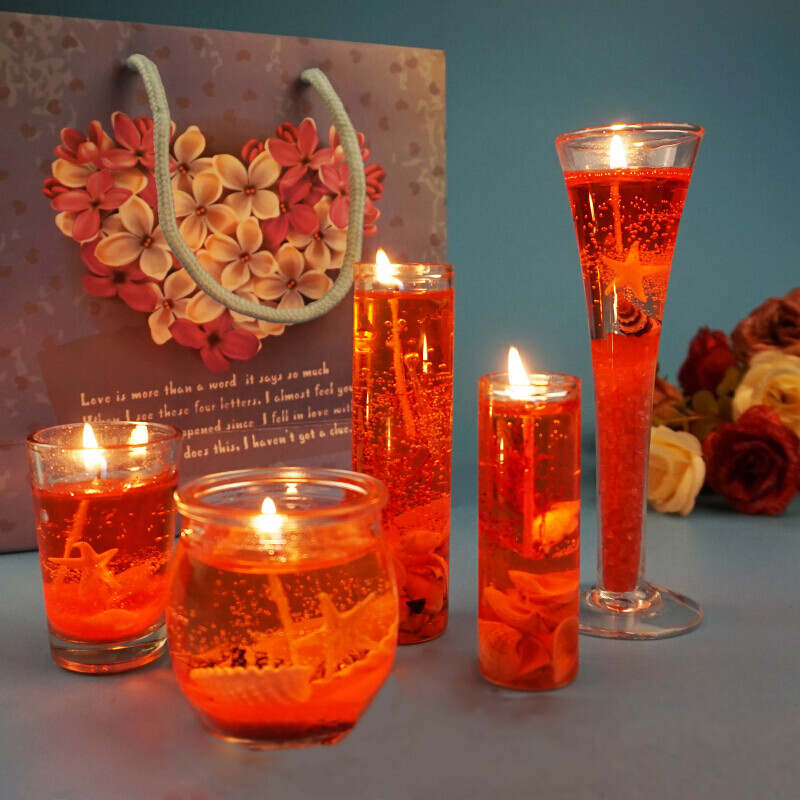 Gong Xun Valentine's Day jelly candle gift European creative smokeless fragrance romantic Christmas proposal birthday confession candlelight dinner gift arrangement gift decoration red ocean set