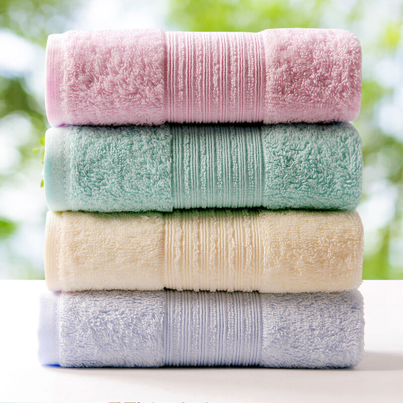 Gold towel home textile pure cotton towel absorbent face towel plain color simple four pack green 1 / Brown / Blue / red 85g / piece 70 * 33cm