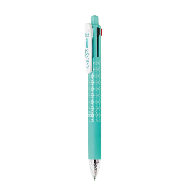 Zebra (zebra) 5-in-1 multi-functional pen four-color 0.5 neutral pen + 0.5 automatic pencil j4sa11 blue-green bar imported from Japan