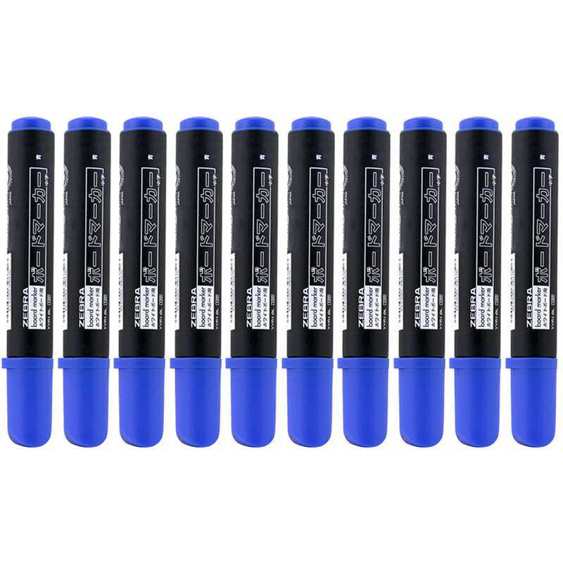 Japanese zebra (zebra) yyr1 large whiteboard pen erasable children's water-based marker thick head report pen blue 10 pieces imported with original packaging