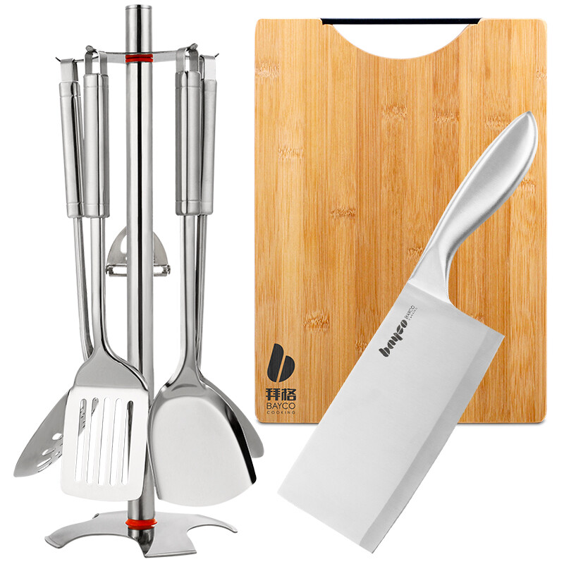Bage bayco kitchen knife, kitchen board, kitchen utensils, spatula combination 8-piece set cjtz-958