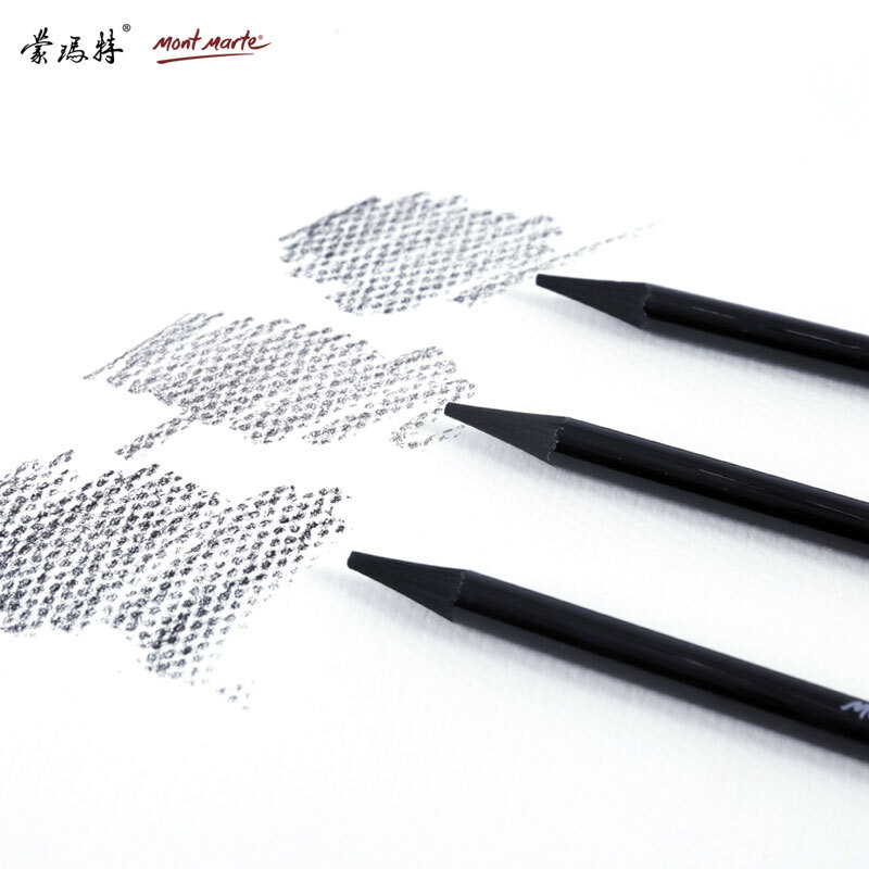 Australian Montmarte art sketch charcoal pen soft medium hard solid core 3-Pack carbon brush mpn0045