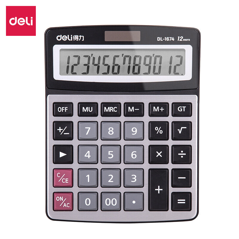 Deli 1674 financial office transparent key Desktop Calculator Plus version 20.3 * 15.8 * 4.1cm Silver