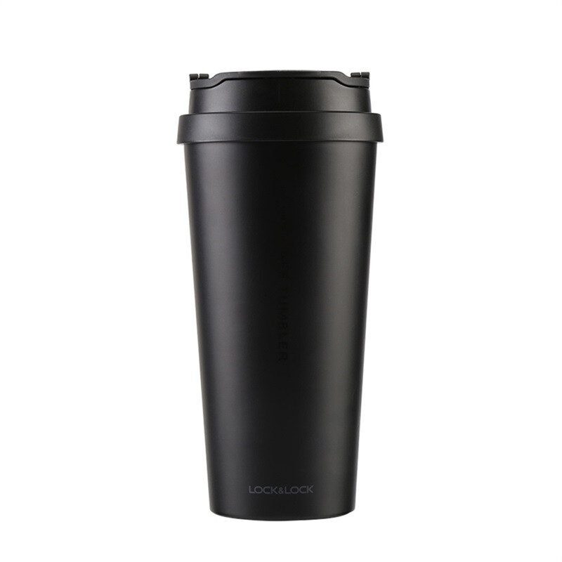 Lock & lock stainless steel thermos cup car flap water cup business coffee cup 540ml black lhc4151blk