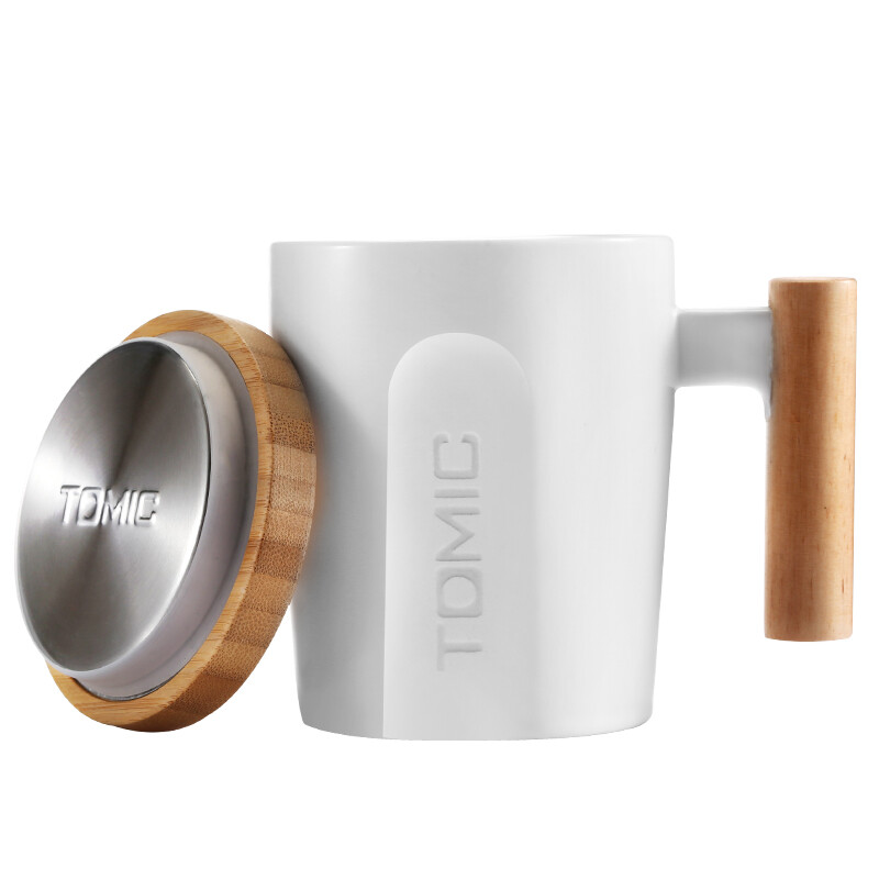 Tomic Mug Coffee Cup couple ceramic cup creative wooden handle milk cup water cup handy tea cup tcl1329 white 400ml