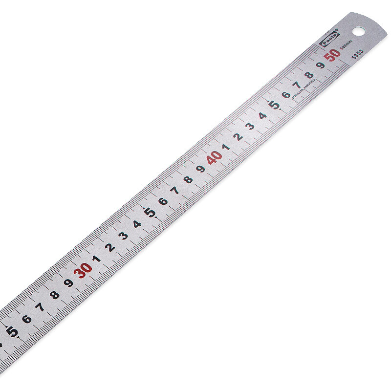 Paola stainless steel ruler / scale 50cm metric and British double-sided scale drawing steel ruler 5353