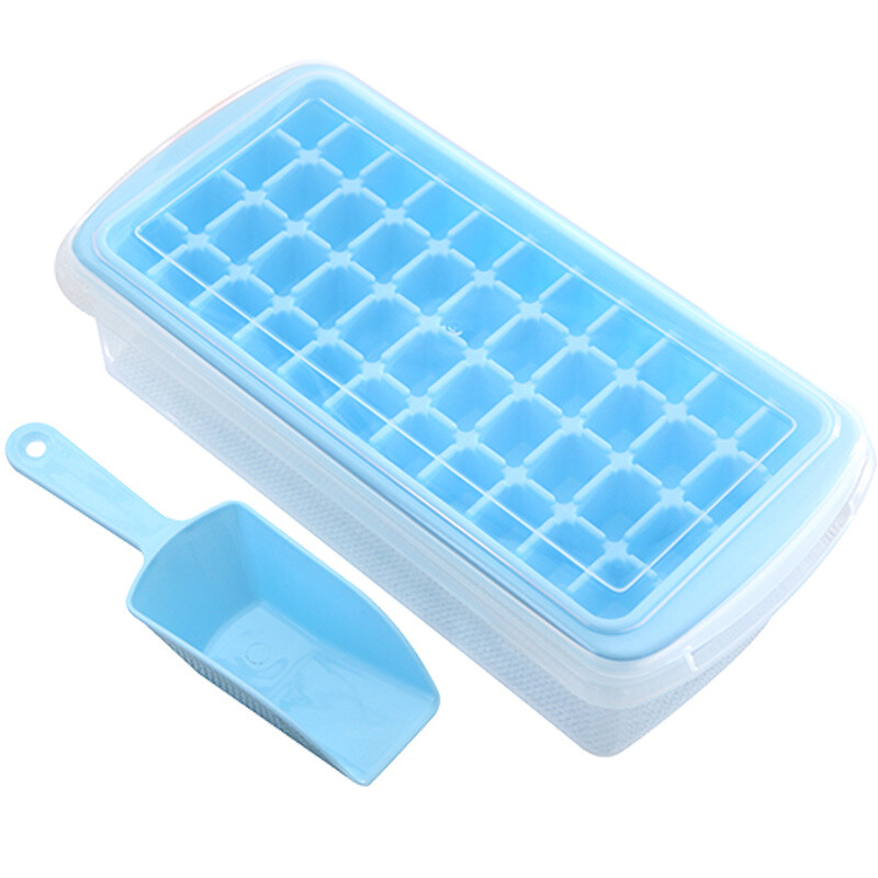 Meizhikou self-made ice box with cover ice box model household ice box refrigerator ice block mold blue 44 grid