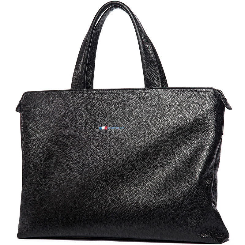 Bison men's briefcase top cowhide drop pattern men's handbag n2792-3b drop pattern black