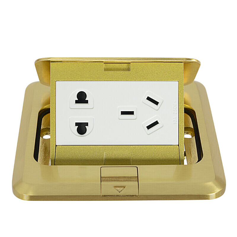 Delixi gold all copper waterproof undamped five hole power ground plug hidden pop-up floor ground plug dct-f120 / ZS