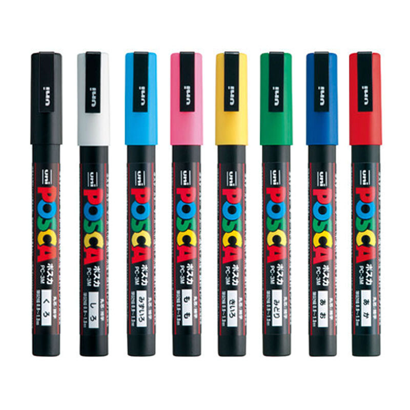 Mitsubishi (UNI) marker set 8-color (fine print) color marker pen advertising pen graffiti pen posca PC-3M imported