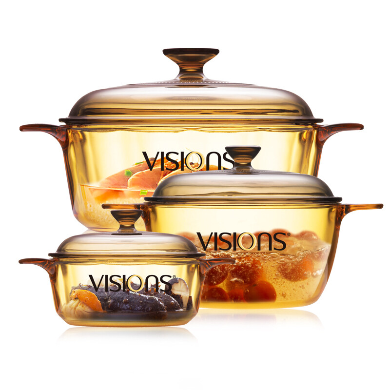 Corning views 0.8L + 1.5L + 2.25l crystal color transparent pot three piece set vs-081522 / JD
