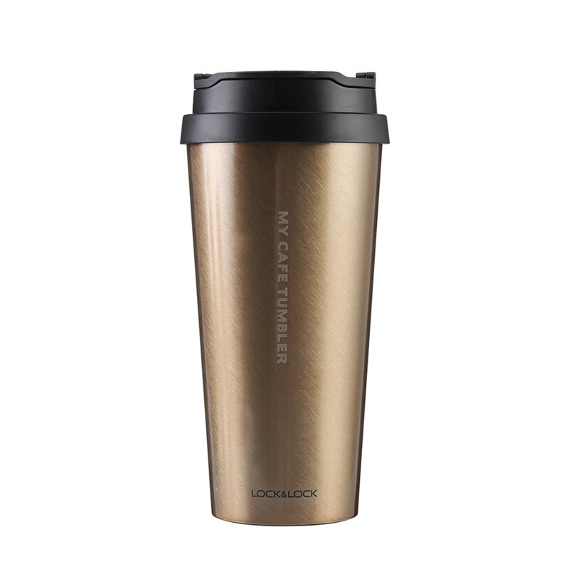 Lock & lock stainless steel thermos cup car flap water cup business coffee cup 540ml gold lhc4151god