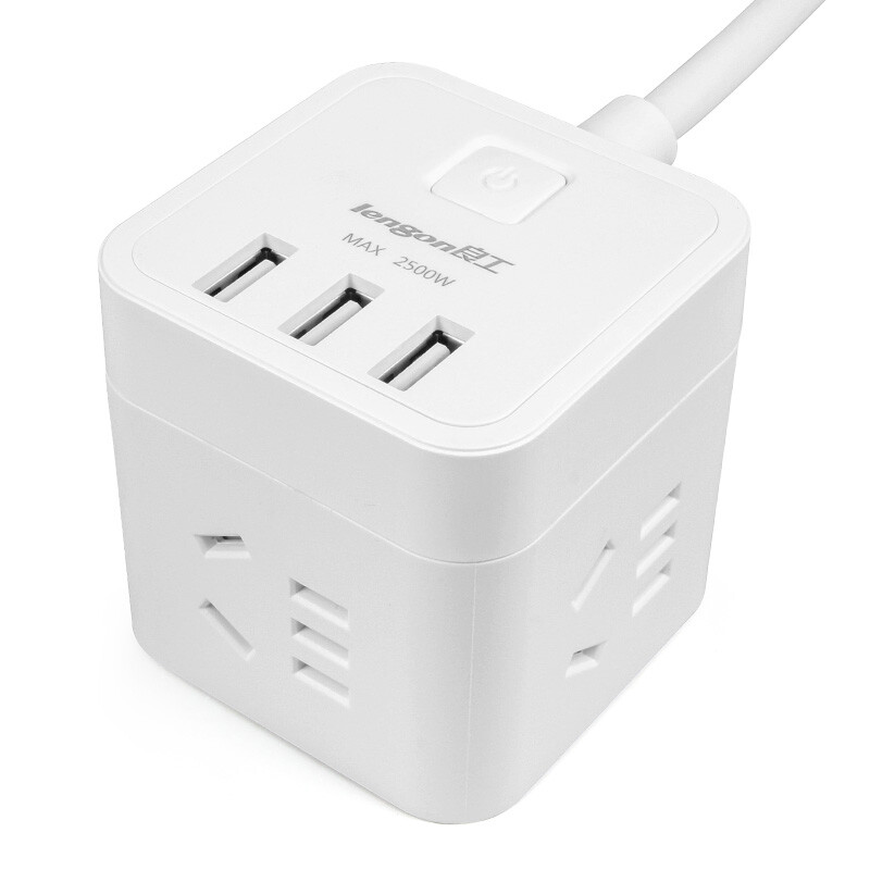Lengon German standard converter socket USB magic cube socket row travel abroad one to four new national standard multifunctional patch panel xd-604u3 1.68m