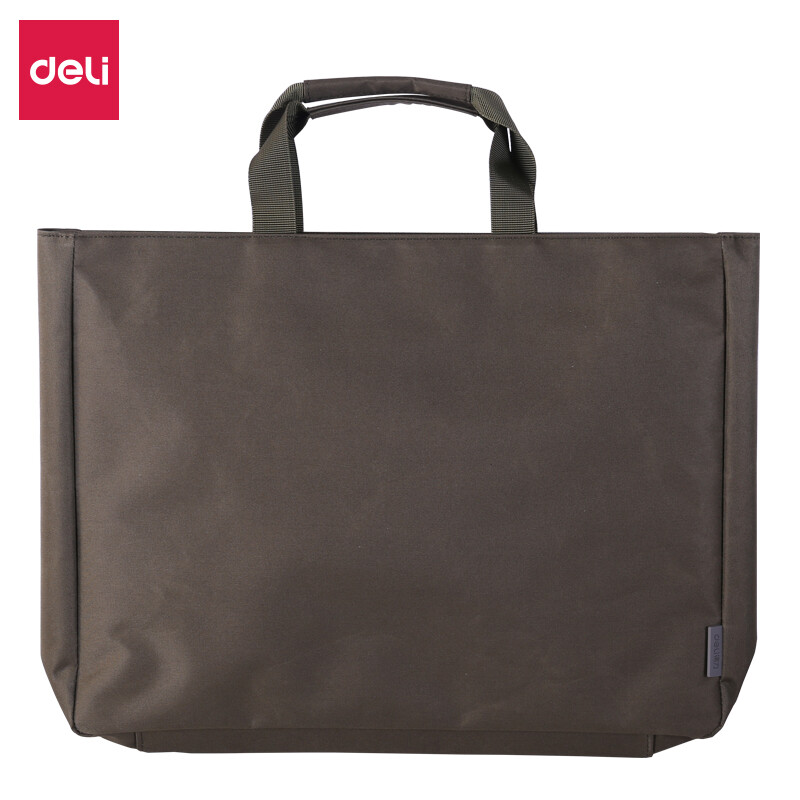 Deli large capacity business meeting bag computer bag high-grade portable zipper bag document package military green 5573