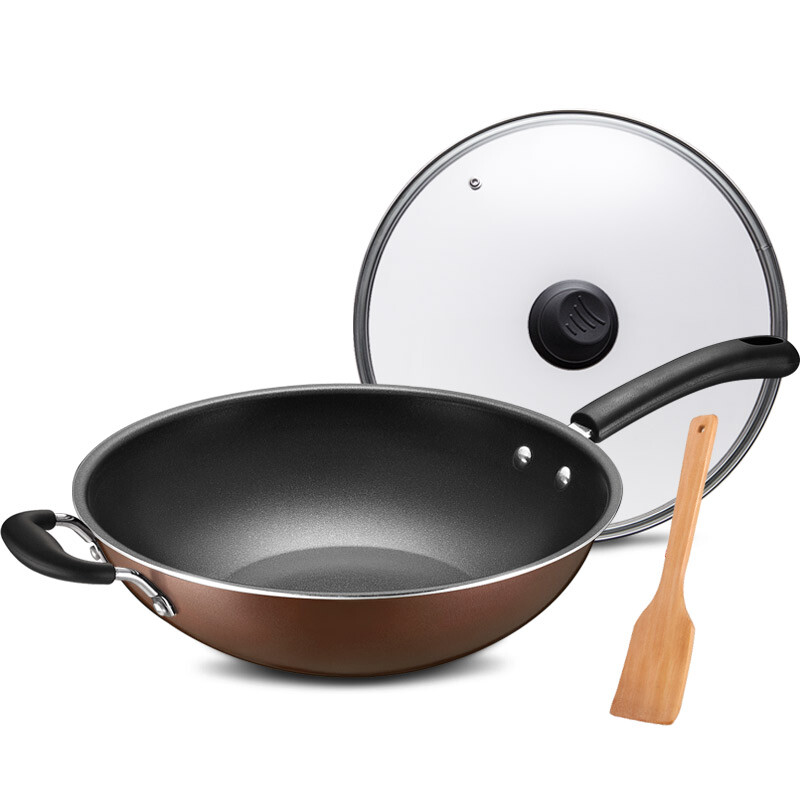 Ashtar 34cm wok non stick wok nwg8334e induction cooker wok vegetable wok with non stick wok, less oil smoke and wooden shovel