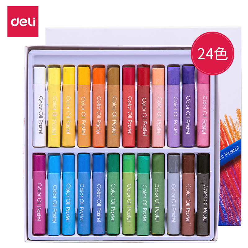 Deli 24 color student heavy color oil painting stick oily pastel dazzling stick crayon art painting stick 72087