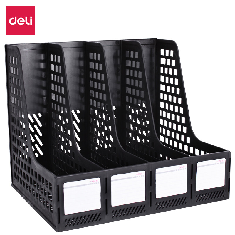 Deli classic quadruple file box solid structure file basket black 27888