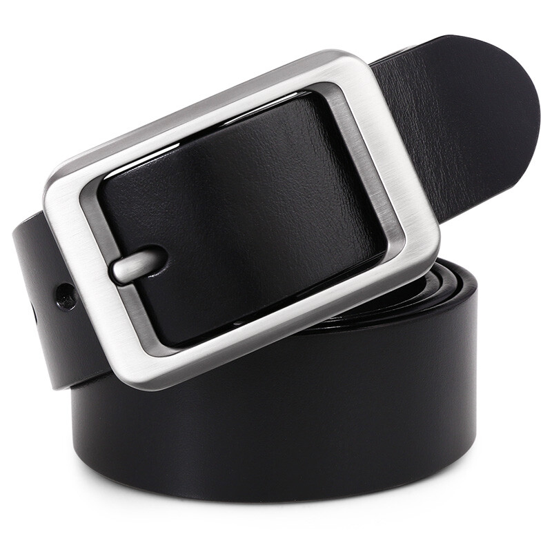 Cattle headed men's leather belt leather men's head leather pants with men's leather needle buckle youth leisure belt np1252 elegant black