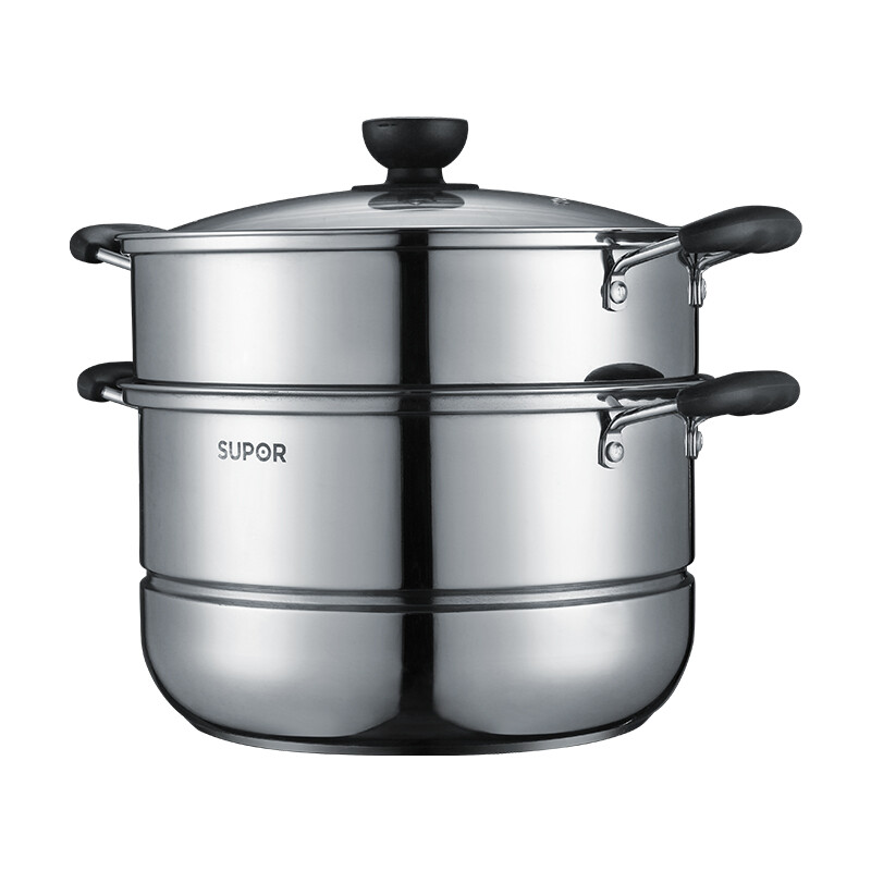 SUPOR easy storage 304 stainless steel double-layer double bottom 28cm steamer gas induction cooker universal cooker steamer sz28b1