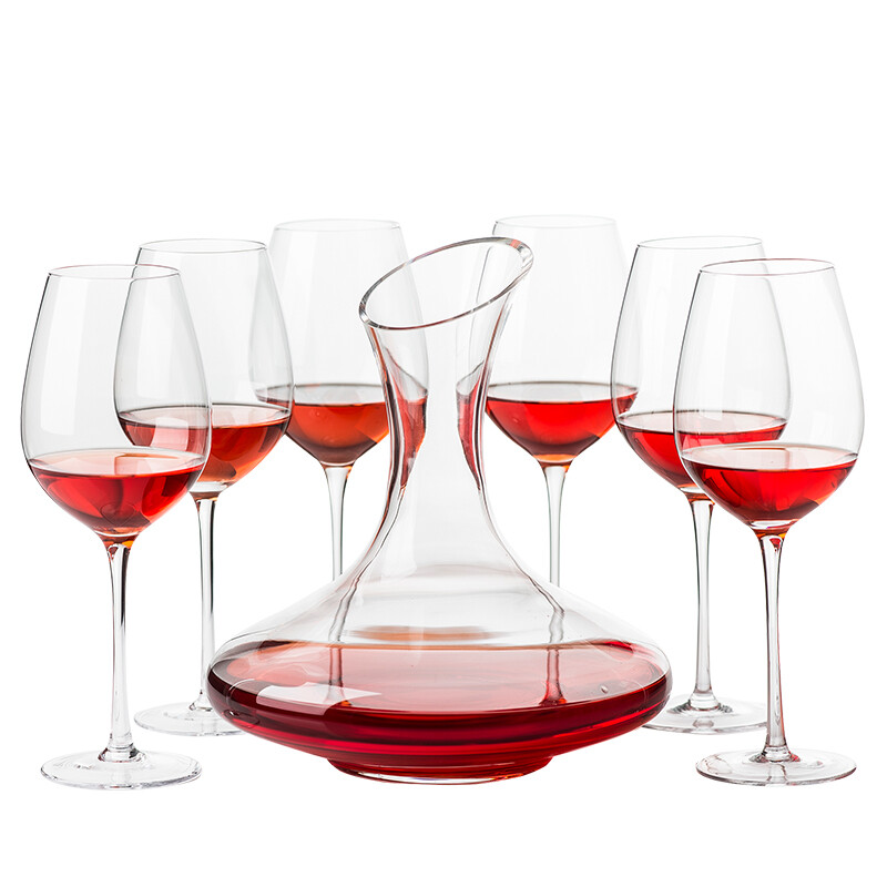 1950 pure hand blown family happiness red wine cup wine set combination set 6 goblets 1 wine waker with 8 accessories