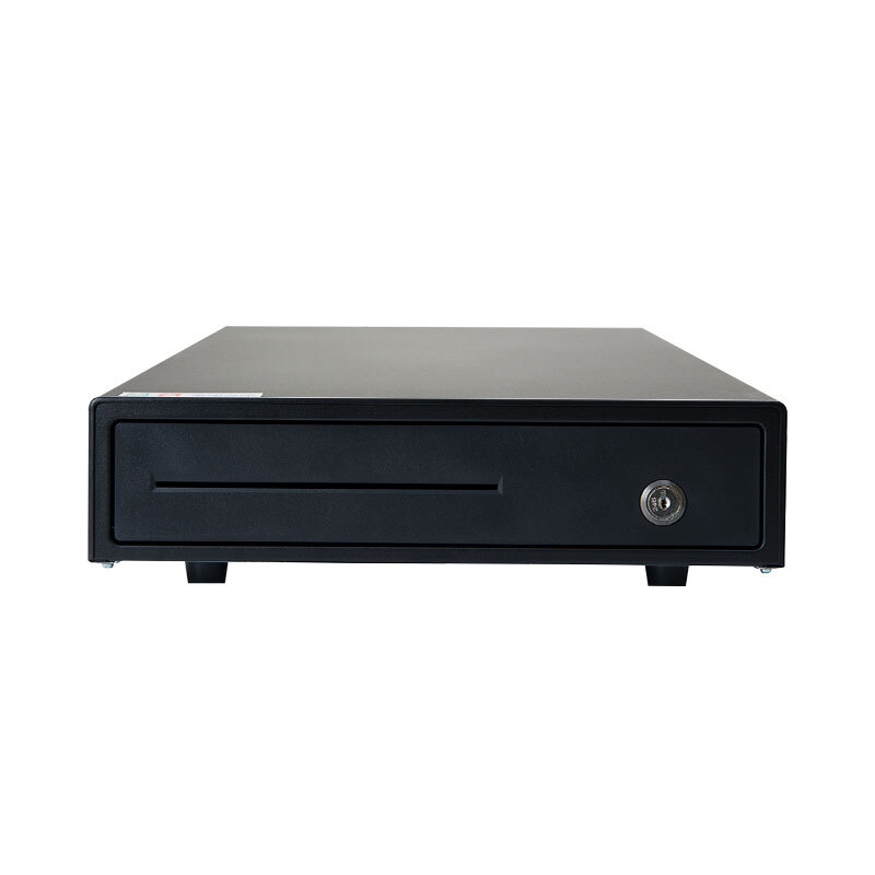 Meituan comments on the small black cashbox, 4 grid notes + 2 grid coins, 3-gear lock RJ11 crystal connector cash box of cash register