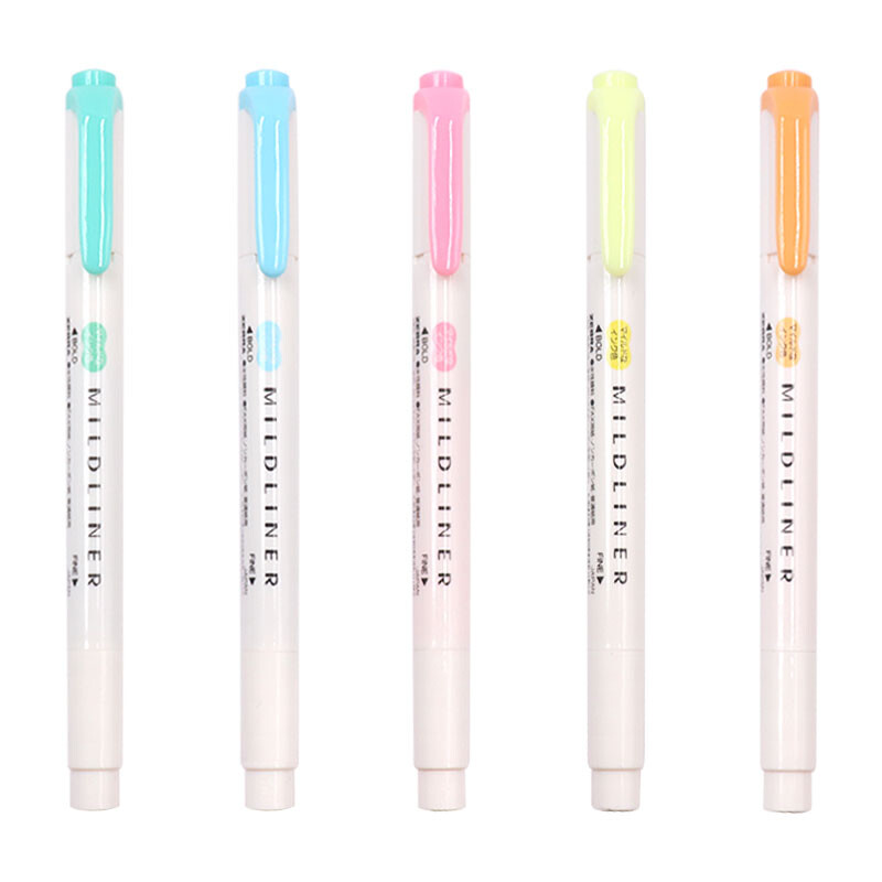 Zebra 5-color fluorescent pen set mildliner series double head fluorescent pen marker / marker wkt7 imported from Japan