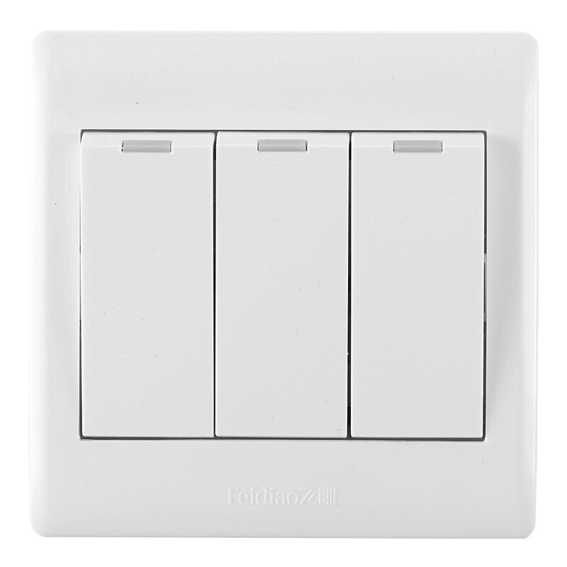 Feidiao switch socket panel three open double control triple three position double control power wall switch 86 type A3 Jiarun white