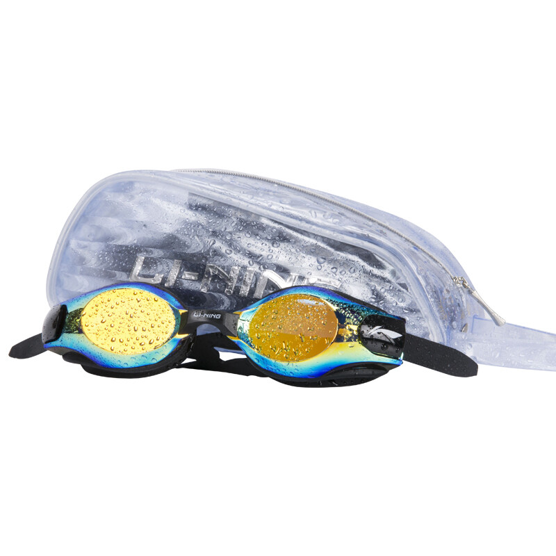 Li-Ning swimming goggles coated myopia swimming goggles fashionable cool men's and women's swimming glasses (free storage bag) 509 black 300 degrees