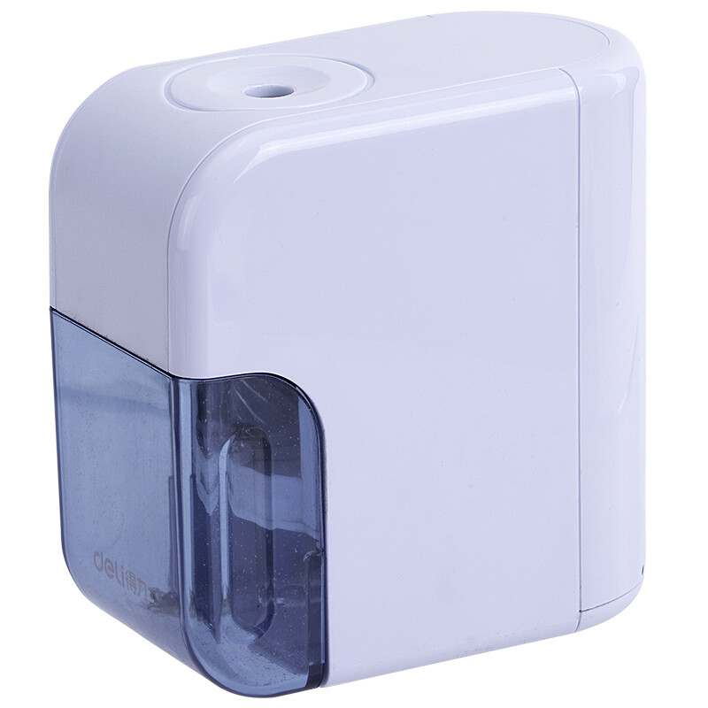 Deli battery driven electric pencil sharpener alloy steel hob suitable for hexagonal / round / triangular pencil glacier blue 0714